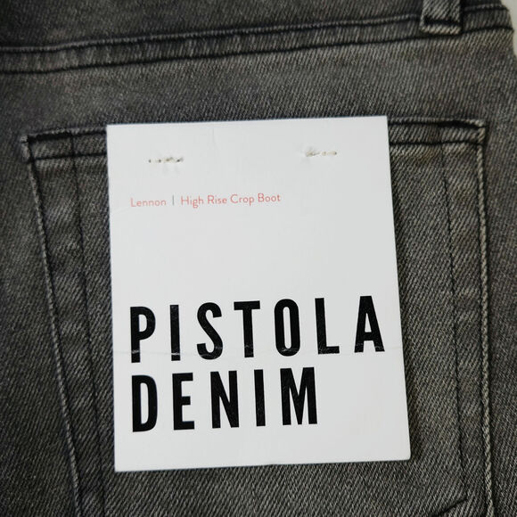 NWT Pistola Lennon Crossover High Rise Crop Boot Jeans Sz. 27x27 Black Gray - Picture 8 of 13